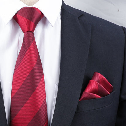 Dress Wedding Tie Men's 8CM Bridegroom Wedding Korean Style wine red Business Tie Narrow Zipper Lazy Men and Women