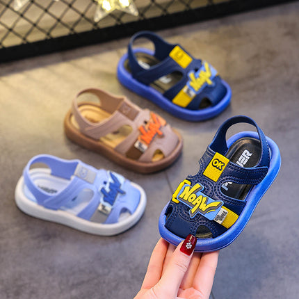 Men's baby sandals summer new open-toe fashion breathable baotou beach shoes baby soft bottom non-slip toddler shoes.