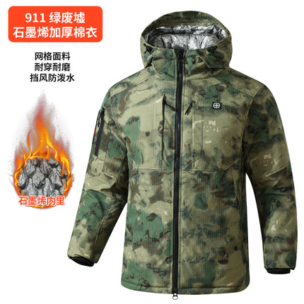 Upgraded Graphene Camouflage Cotton Coat, Thickeneded Cold-Proof and Waterproof Cotton Coat, Anti-Scratch and Wear-Resistant Cotton Jacket, Cold Storage Warm Cotton Coat