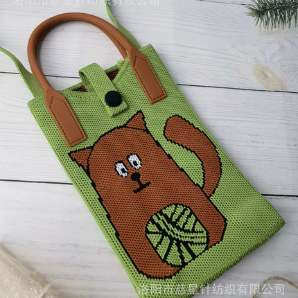 Girl's Heart-Shaped Knitted Crossbody Bag