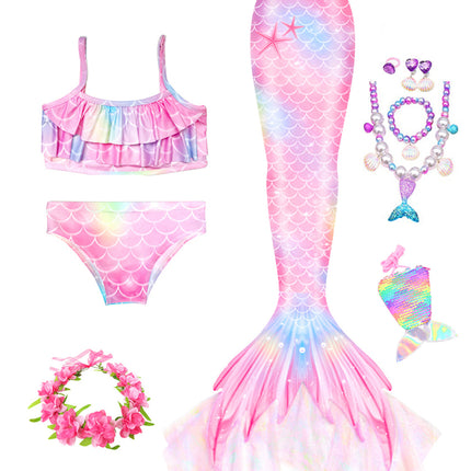Girls Mermaid Swimsuit Mermaid Tail with Gauze Ariel Princess Swimsuit Children's Swimsuit