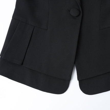 Goddess Fan Ruffled Small Suit Jacket Jewelry Store Work Clothes Women's Summer Short-sleeved Black Suit suit Business Wear
