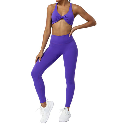Cross-border European and American Yoga Suit High Waist Hip-lifting Running Fitness Suit Tight Yoga Sports Suit for Women