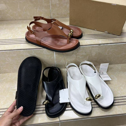 Foreign Trade Versatile Casual Metal Ring Flat Herringbone Women's Sandals