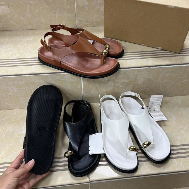 Foreign Trade Versatile Casual Metal Ring Flat Herringbone Women's Sandals