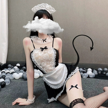 Sexy Underwear Sexy Shoulder Mesh Perspective Nightdress Passionate Hot Bed Temptation Small Chest Shown Big Free Pajamas