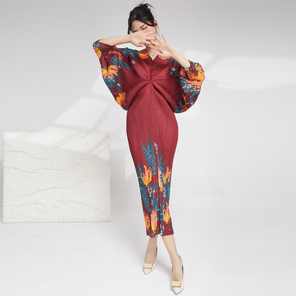 Cross-border Foreign Trade Dress dress Autumn Women's High-end Sense Women's Loose plus size Slim Pleated Dress Dress