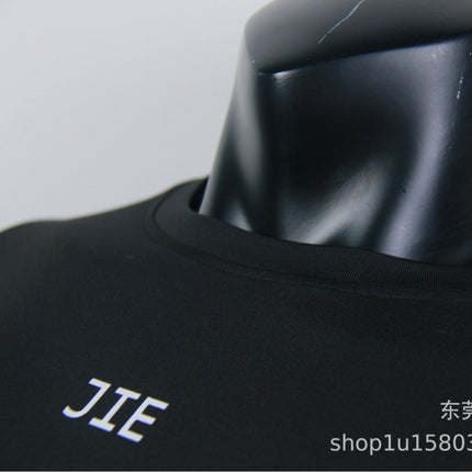 Cross-border size in stock fitness outdoor sports high elastic quick-dry riding training thin tight silk screen LOGO long sleeve