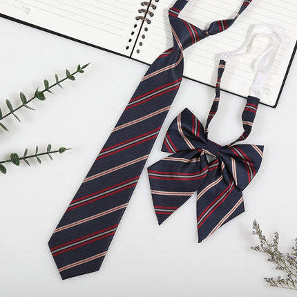 Japanese and Korean striped jk/dk college style men's and women's red cyanotic gray blue shirt accessories tie-free collar suit