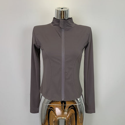 South Korea Dongdaemun Yoga Jacket Sexy Hot Girl Zipper Vertical Collar Slim-fit Slimming Figure Stretch Top Women