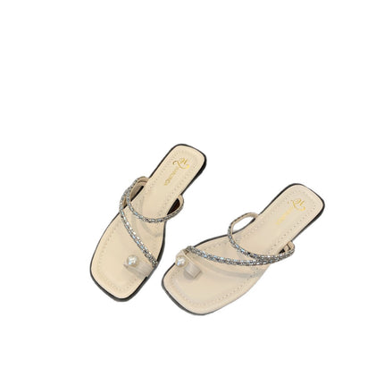 Slippers for Women's Summer Outer Wear 2025 Spring and Summer New Style French Flats Fashion Slip-On Sandals Beautiful Hot Style Fairy Style
