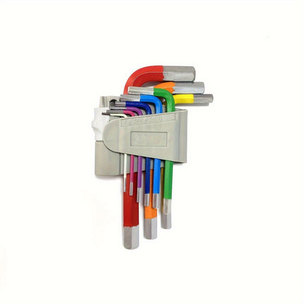 Cross-border Hot Sale Color L-shaped Ball Head Hexagon Screw Wrench Torx 9 Pieces suit Flat Head Ball Head Hexagon