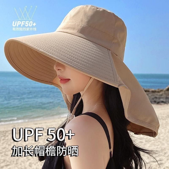 * Sunscreen Hat Summer Brim Outdoor Shawl New Fisherman Hat Face-Covering Neck-Protecting Sunshade Hat UV Sun