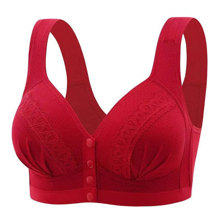 Breathable Cross-border Front Snap No Steel Ring Fixed Cup Bra Beautiful Back Traceless Top-up Thin Mom Vest-style Underwear