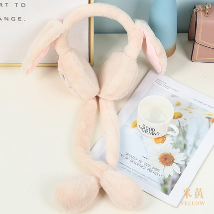 Cute Rabbit Moving Ears Children's Earmuffs Plus Velvet Thickened Cold-proof Warm Student Earmuffs Internet-famous Cartoon Ear Bag