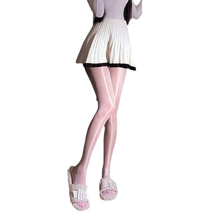 Lemon Story Sexy Glossy Stockings Women's Black Glossy Stockings Sexy Easy-To-Tear Sexy Underwear Temptation Crotchless Stockings