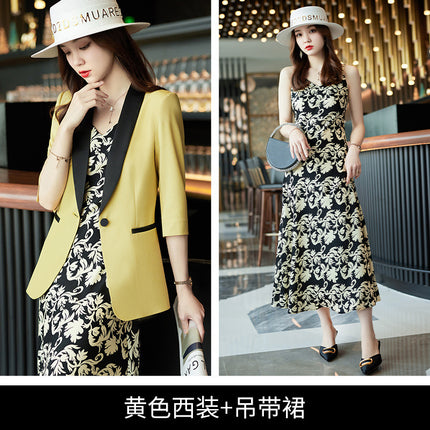 Cross-border Yellow Suit Dress Women's Spring and Summer Korean Fashion Business Wear Small Suit Women's dress suit