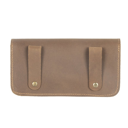 2024 New Crazy Horse Leather Leather Mobile Phone Waist Bag Wearing Belt Horizontal Full Leather Protective Cover Retro Work Bag