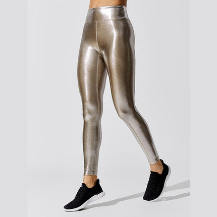 Ebay Amazon Cross-Border Yoga Pants New High-Waisted European Station Gold-Stamped Solid Color Casual Pants Pencil Pants Leggings