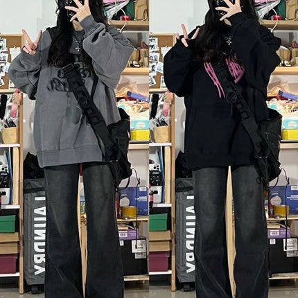 Women's Straight Loose Jeans, Spring, Autumn, Winter 2026 New High-Waisted Slimming Petite Wide-Leg Floor-Length Pants