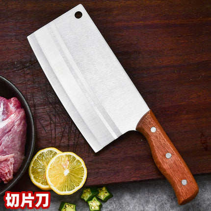 Wooden Handle Wire-drawing Household Kitchen Knife Handmade Chopping Dual-purpose Knife Sharp Slice Knife Special for Chef Knife Set Knife