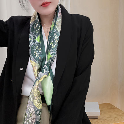 Spring and Summer New Double-layer New Silk Satin Neck Protection Scarf Women's Autumn and Winter Matching Shirt Elegant All-match Scarf