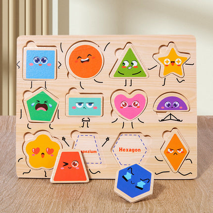 Cross-border Wooden Children's Early Education Interesting Enlightenment Cognition Matching Jigsaw Puzzle Exercise Hand-eye Coordination Educational Toys