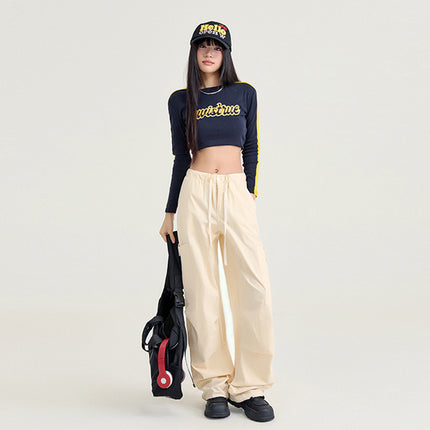 American wide-leg overalls women's autumn and winter 2024 new straight tube loose high waist sagging slim sports casual pants