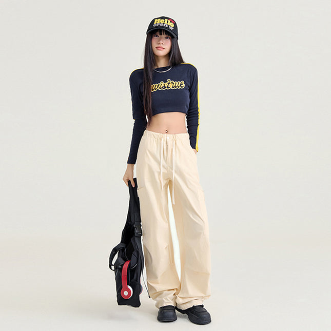 American wide-leg overalls women's autumn and winter 2024 new straight tube loose high waist sagging slim sports casual pants