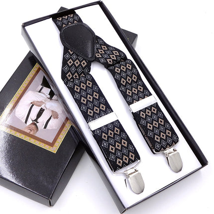 Factory direct men's strap three clip 3.5 jacquard strap 3.5*115cm three clip printing ribbon multicolor