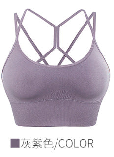 Seamless back white sports underwear women's summer shockproof running anti-sagging big chest small one bra thin