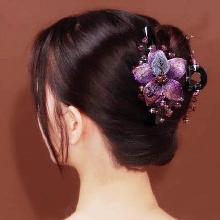 Cross-border high-grade handmade copper wire woven flower clip metal clip back head coil hair large shark clip hair accessories
