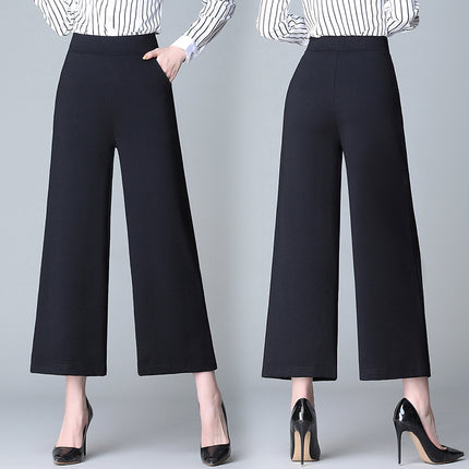 High-end Wide-leg Pants Spring and Autumn New Arrival Middle-aged Mother High Waist Loose plus size Dosing Straight Pants Casual Women's Pants
