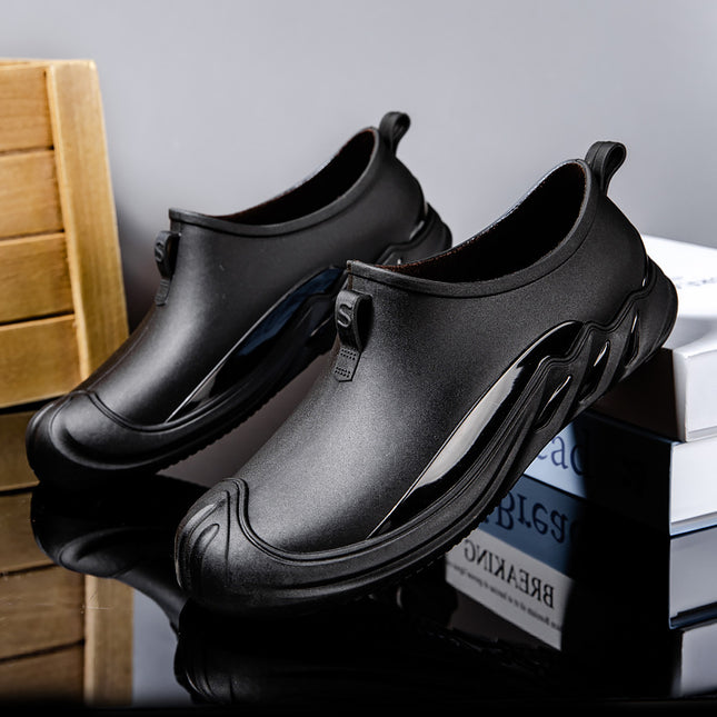 Foreign Trade Rain Boots Men's Fashionable Low-Top Water Shoes Kitchen Work Non-Slip Waterproof Rubber Shoes Fishing Autumn and Winter Fleece-Lined Short Rain Boots