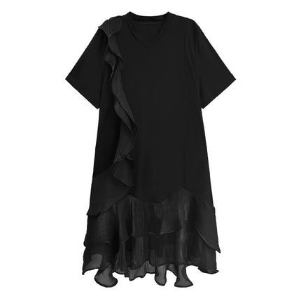 French Gentle Style Elegant Organza Fungus Dress for Women Summer New Fashion Style Loose T-Shirt Dress