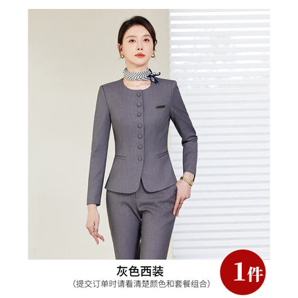 High-end professional suit suit women's spring and autumn new temperament sales department jewelry store hotel front desk reception work clothes