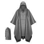 Gray 210t polyester poncho raincoat pocket style / One size fits all