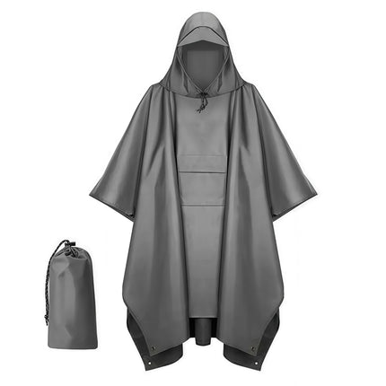 Outdoor Adult Poncho Raincoat for Hiking, Mountaineering, Fishing, Camping, Multifunctional 3-in-1 Tarp Ground Sheet Poncho