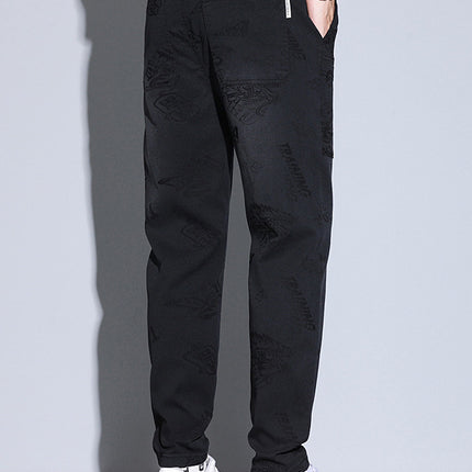 Data New Men's Casual Pants Business Casual Jacquard Spray Horse Stretch Trendy Brand Elastic Waist Six Pocket Pants Pants for Men