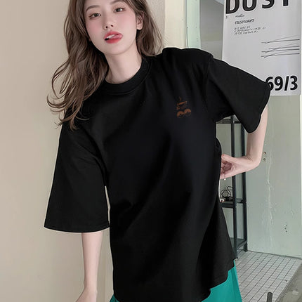 Pure Cotton Short-Sleeve T-Shirt for Women, 2026 New Style, White, Summer, Loose-Fitting, Half-Sleeve, Niche, Versatile, Unique Design Top