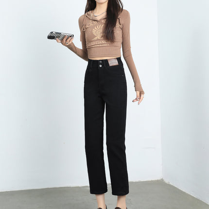 2025 Spring Retro Narrow Wide Leg Jeans Women's New High Waist Pear-Shaped Figure Drop Straight Pants