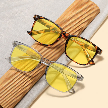 Cross-border retro night vision anti-blue light yellow men's and women's mobile phone flat lens computer competitive game eye protection glasses