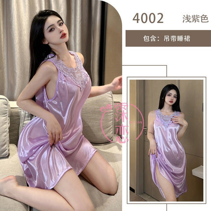 Sex Lingerie Sexy Pajamas Women's Summer Nightdress Lace Sleeveless Loose plus size Pajamas Sexy Pure Sex Clothes