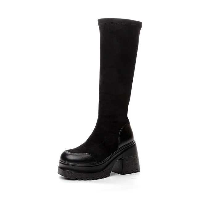 10cm High Elastic Boots for Women, 2026 Autumn New Thick-Soled Sock Boots, Long Boots, Versatile, Height-Enhancing, Slimming Boots