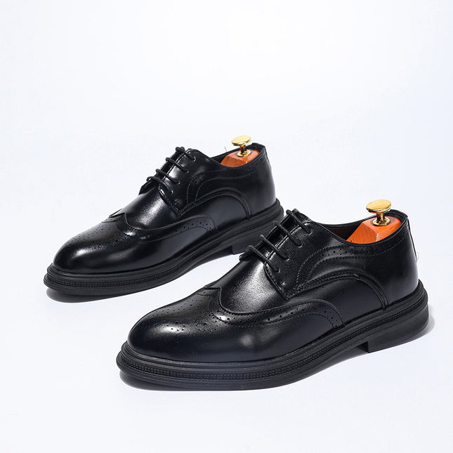 Men's Business Leather Shoes Cross-Border Foreign Trade New Brogue Carved Leather Shoes Fashionable Gentleman Trendy Groom Wedding Shoes
