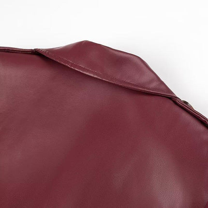 Amazon's Hottest Spring New European and American Clothing Fashionable Lace-Up Extended Leather Jacket