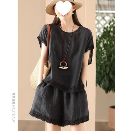 Single/Set Short Sleeve 2024 Summer New Artistic Irregular T-Shirt Loose Plus Size Two-Piece Set Women