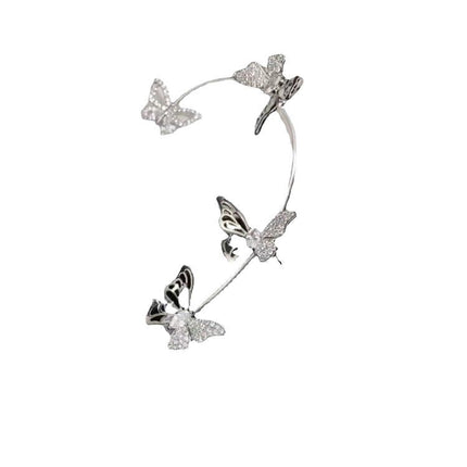 Douyin's New Super Flash Butterfly Elf Ear Hook Super Fairy Accessible Luxury Earrings Without Piercing All-In-One Ear Bone Clip Earrings