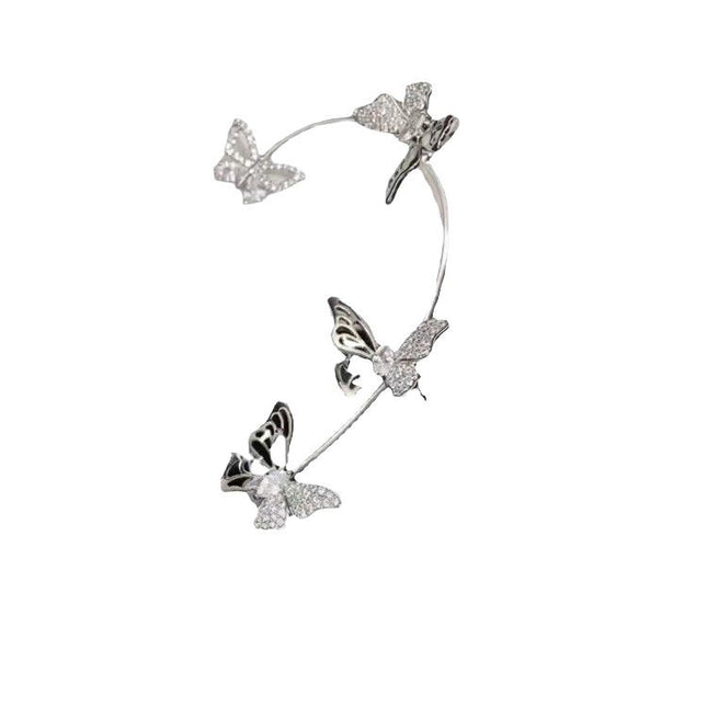 Douyin's New Super Flash Butterfly Elf Ear Hook Super Fairy Accessible Luxury Earrings Without Piercing All-In-One Ear Bone Clip Earrings