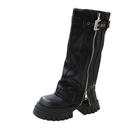 Niche pants boots Women's thick-soled boots 2023 autumn and winter New Brown high Knight boots retro Western cowboy boots